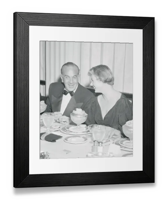 Framed Print : Ingrid Bergman and Al Jolson Conversing at Dinner Framed Print : Ingrid Bergman and Al Jolson Conversing at Dinner
