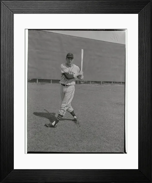 Framed Print : Bobby Thomson in Position with Baseball Bat Framed Print : Bobby Thomson in Position with Baseball Bat