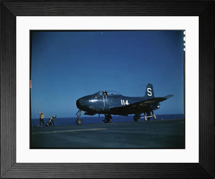 Framed Print : US Navy Jet Fighter After Successful Carrier Landing Framed Print : US Navy Jet Fighter After Successful Carrier Landing