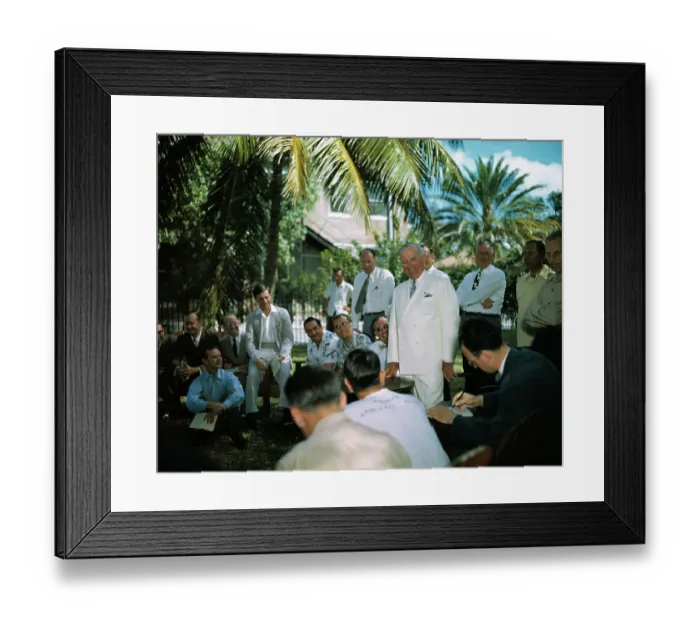Framed Print : Harry S. Truman Giving Report to Press Members Framed Print : Harry S. Truman Giving Report to Press Members