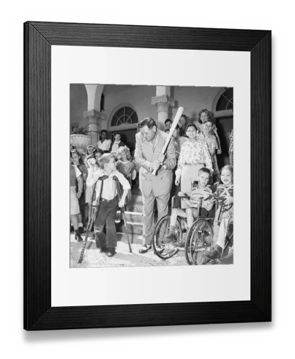 Framed Print : Babe Ruth Posing with Disabled Children Framed Print : Babe Ruth Posing with Disabled Children