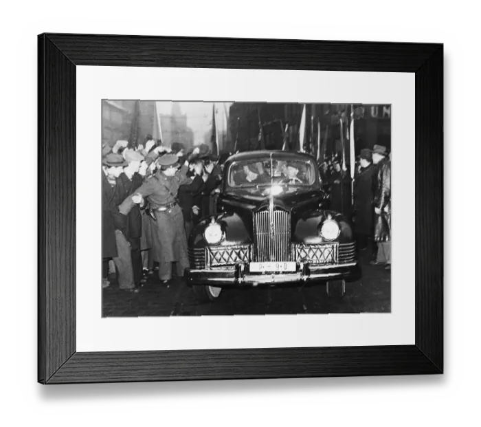 Framed Print : Gottwald in Car Responds to Cheers Framed Print : Gottwald in Car Responds to Cheers