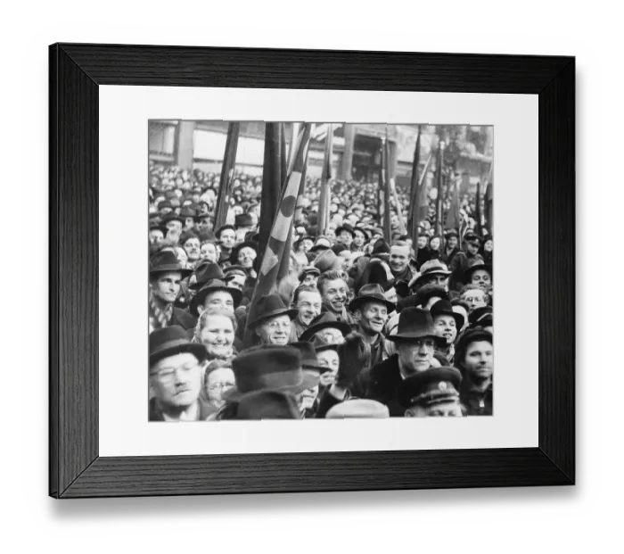 Framed Print : Cheering Czechs In Square W / Flag Framed Print : Cheering Czechs In Square W / Flag