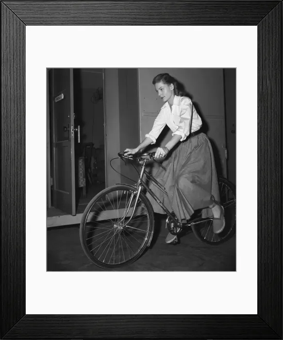 Framed Print : Lauren Bacall Riding Bicycle Framed Print : Lauren Bacall Riding Bicycle