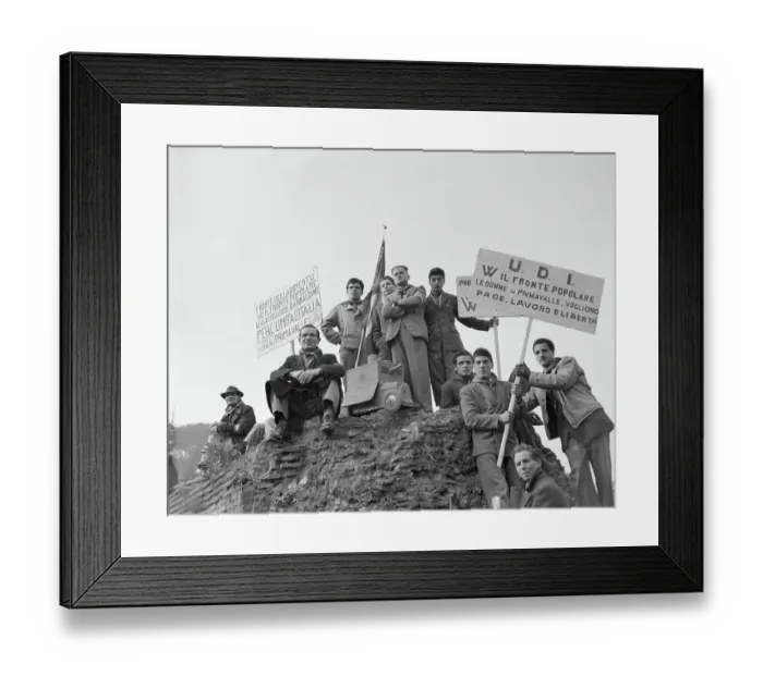 Framed Print : Italian Protesters with Signs