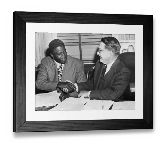Framed Print : Jackie Robinson Shaking Branch Rickey's Hand Framed Print : Jackie Robinson Shaking Branch Rickey's Hand
