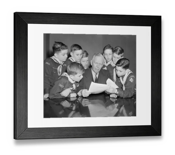 Framed Print : George Marshall with Members of Cub Pack Framed Print : George Marshall with Members of Cub Pack