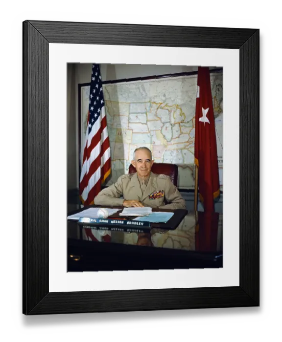 Framed Print : General Omar Bradley Sitting at Desk