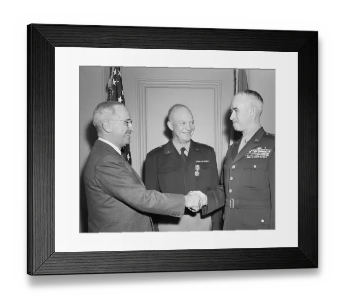 Framed Print : President Harry S. Truman Greeting General Omar Bradley Framed Print : President Harry S. Truman Greeting General Omar Bradley