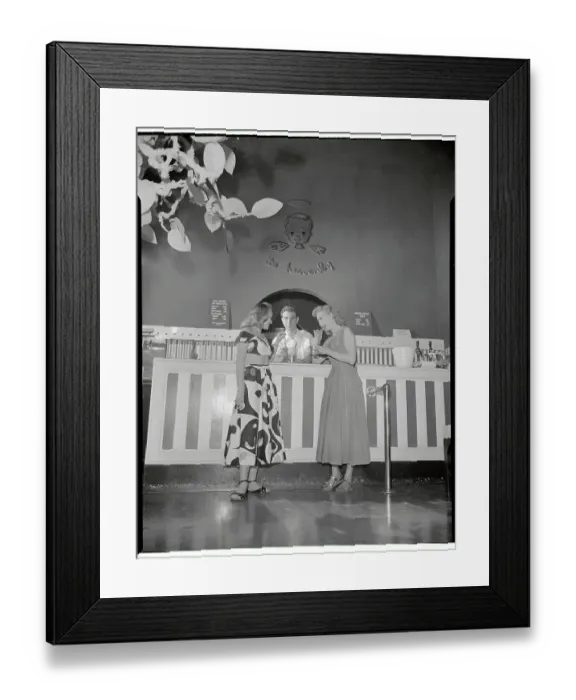 Framed Print : Two Women Drinking Ice Cream Sodas in Parlor