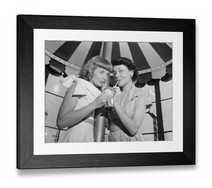 Framed Print : Models Wearing Louella Ballerina Summer Fashions Share Soda Framed Print : Models Wearing Louella Ballerina Summer Fashions Share Soda