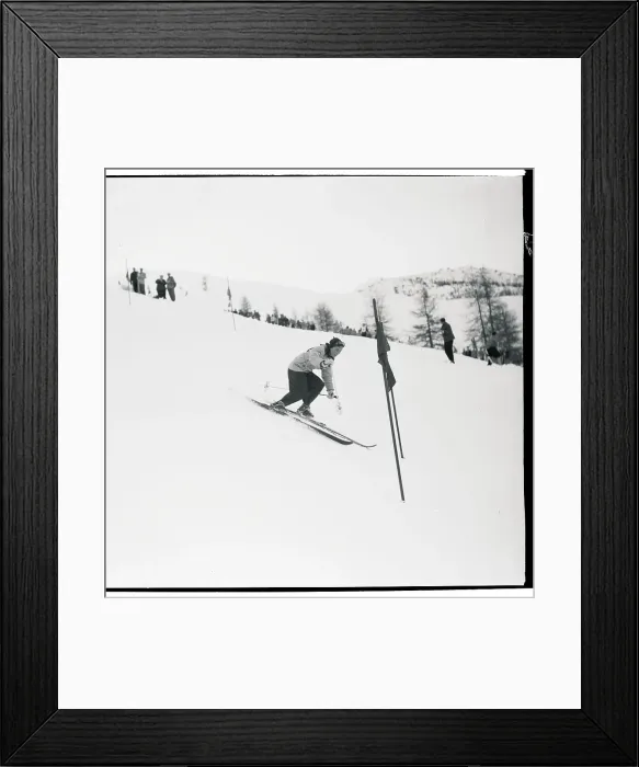 Framed Print : Gretchen Fraser Skiing Down Slopes Framed Print : Gretchen Fraser Skiing Down Slopes
