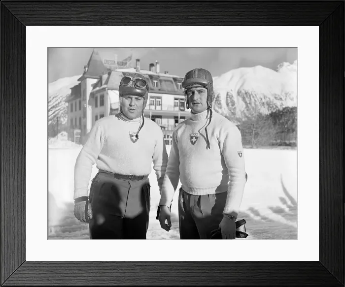 Framed Print : Swiss Olympic Gold Medal Bobsled Team