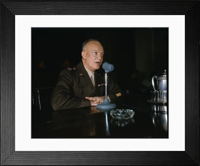 Framed Print : Eisenhower Speaking in Microphone Framed Print : Eisenhower Speaking in Microphone