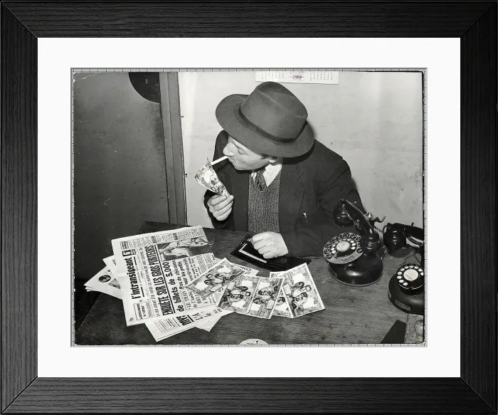 Framed Print : Man Lighting His Cigarette with Currency Framed Print : Man Lighting His Cigarette with Currency