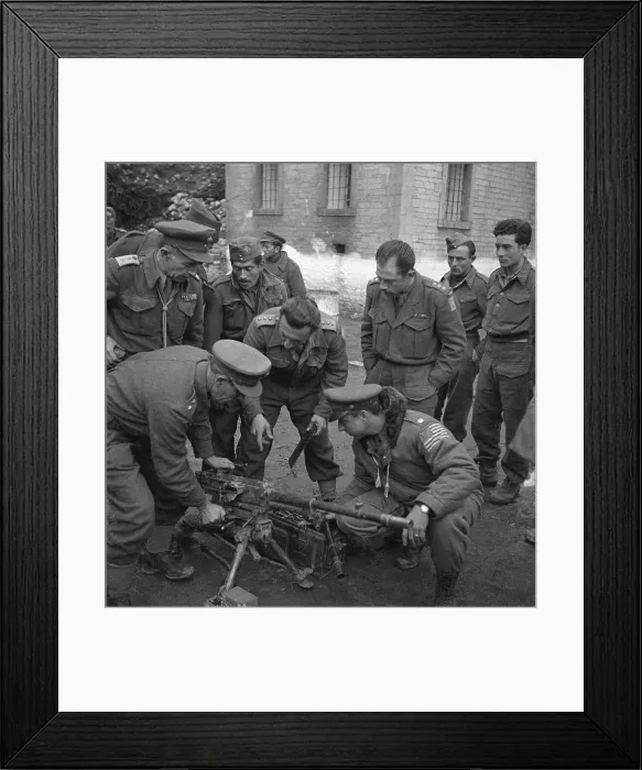 Framed Print : Soldiers Inspecting Captured Machine Gun Framed Print : Soldiers Inspecting Captured Machine Gun