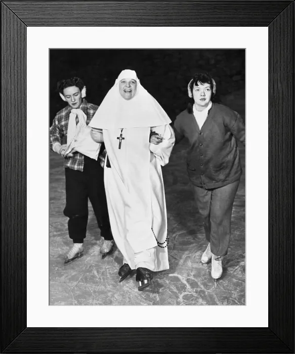 Framed Print : Sister Mary Joseph Graduate Nurse has Fun on Skates Framed Print : Sister Mary Joseph Graduate Nurse has Fun on Skates