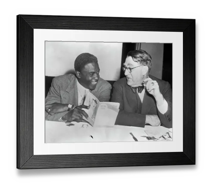 Framed Print : Jackie Robinson and Branch Rickey Looking at Book Framed Print : Jackie Robinson and Branch Rickey Looking at Book