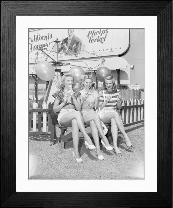 Framed Print : Three Actress Resting at Amusement Park Framed Print : Three Actress Resting at Amusement Park