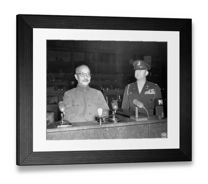 Framed Print : Hideki Tojo on Witness Stand in War Court Framed Print : Hideki Tojo on Witness Stand in War Court