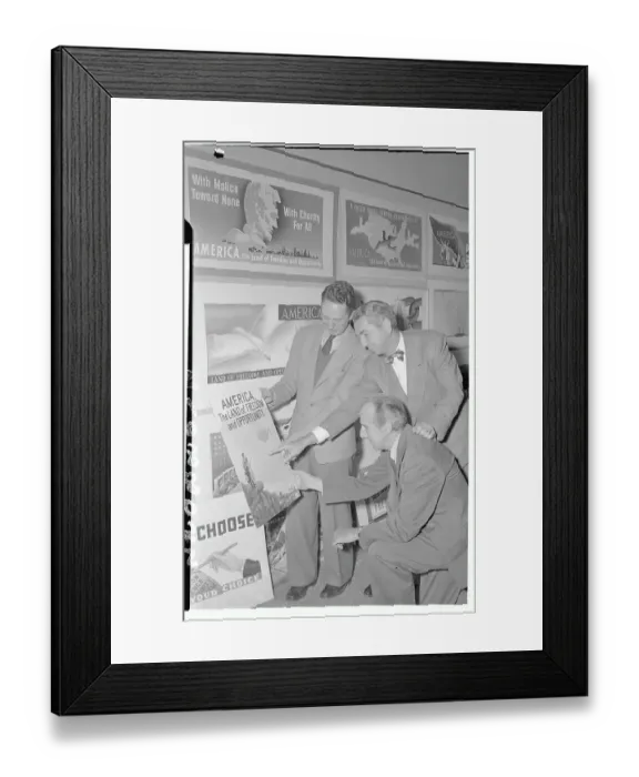 Framed Print : Post Office Poster Being Examined by Judges Framed Print : Post Office Poster Being Examined by Judges