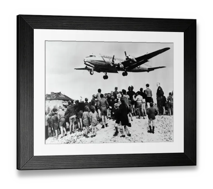Framed Print : Berlin Airlift Plane Landing Framed Print : Berlin Airlift Plane Landing