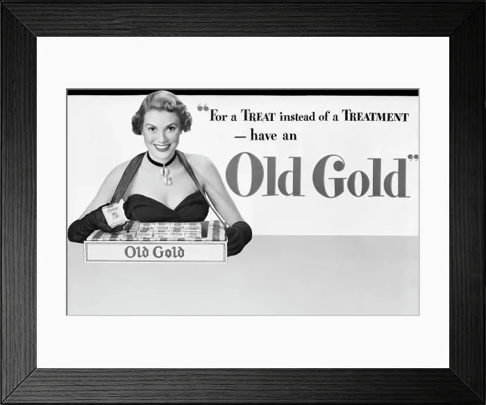 Framed Print : For a Treat instead of a Treatment - have an Old Gold Advertisement Framed Print : For a Treat instead of a Treatment - have an Old Gold Advertisement