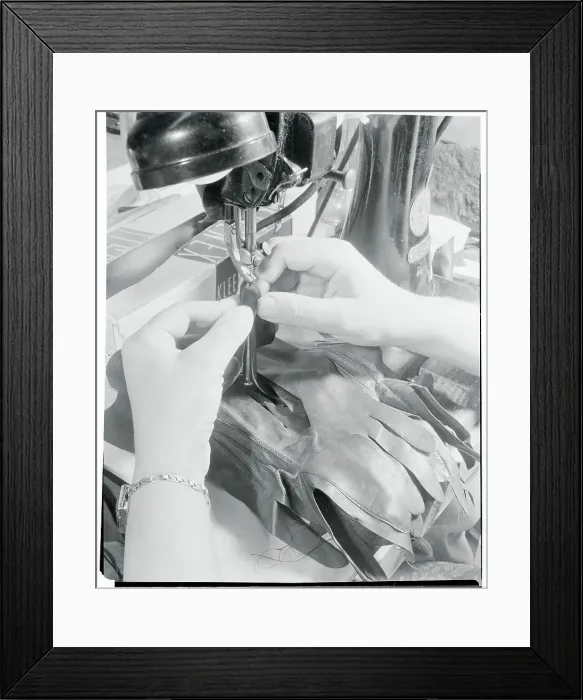 Framed Print : Sewing the Thumb on a Glove Framed Print : Sewing the Thumb on a Glove