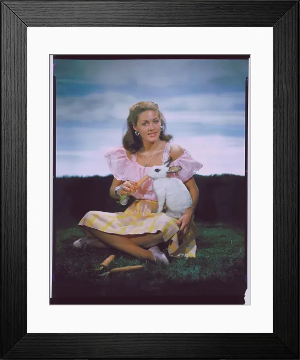 Framed Print : Ramsay Ames Posing with Rabbit Framed Print : Ramsay Ames Posing with Rabbit