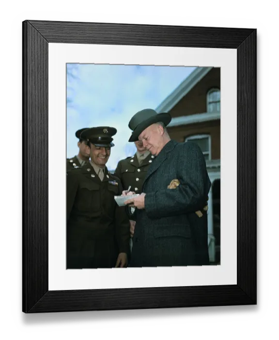 Framed Print : Dwight D. Eisenhower Signing an Autograph Framed Print : Dwight D. Eisenhower Signing an Autograph