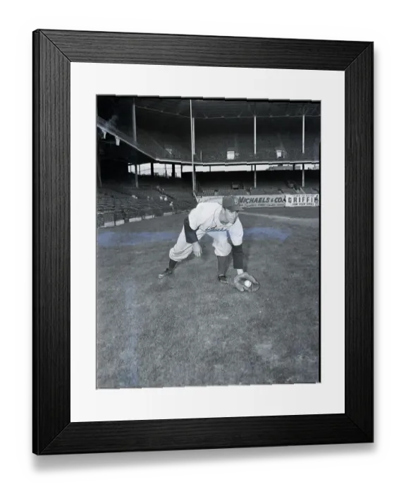 Framed Print : Pee Wee Reese Posing In Fielding Stance Framed Print : Pee Wee Reese Posing In Fielding Stance
