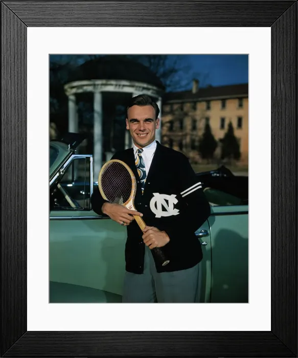Framed Print : Vic Seixas Posing with Racket Framed Print : Vic Seixas Posing with Racket
