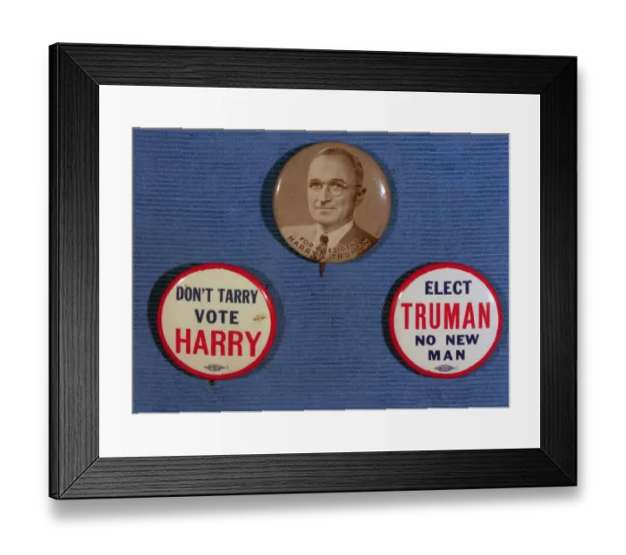 Framed Print : Truman Campaign Buttons Framed Print : Truman Campaign Buttons