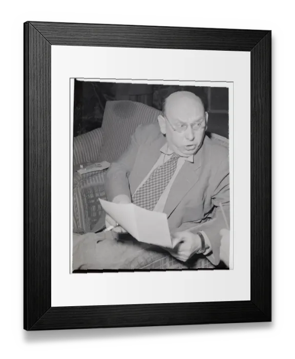 Framed Print : Hanns Eisler Reading Document at Press Conference Framed Print : Hanns Eisler Reading Document at Press Conference
