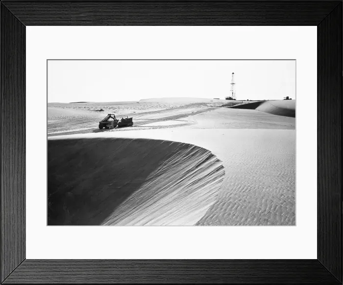 Framed Print : Oil Well on Sand Dune in Saudi Arabian Desert Framed Print : Oil Well on Sand Dune in Saudi Arabian Desert