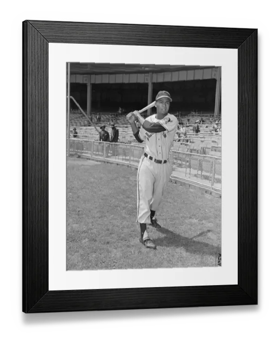 Framed Print : Larry Doby in Bat Swinging Position Framed Print : Larry Doby in Bat Swinging Position