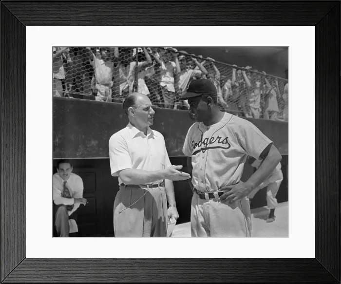 Framed Print : Leo Durocher Talking with Jackie Robinson Framed Print : Leo Durocher Talking with Jackie Robinson