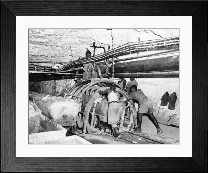 Framed Print : Men Working Inside Gold Mine Framed Print : Men Working Inside Gold Mine