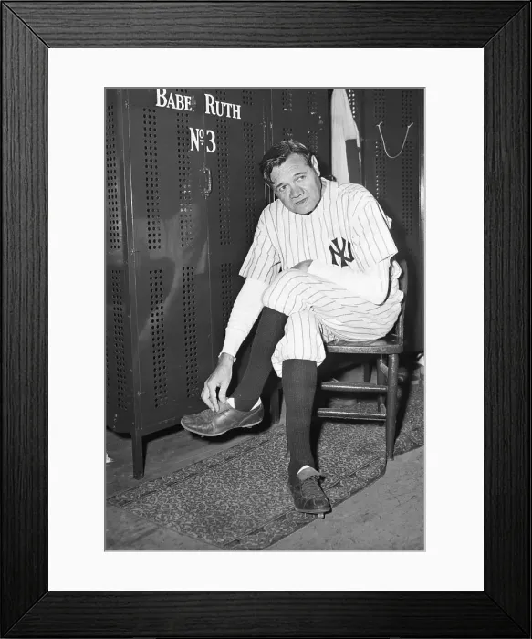 Framed Print : Babe Ruth Taking off Uniform Framed Print : Babe Ruth Taking off Uniform