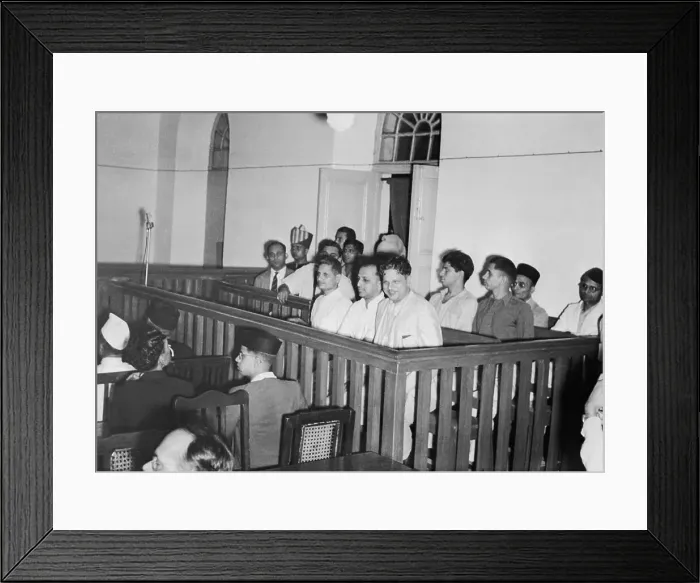 Framed Print : Suspects in Mahatma Gandhi Assassination on Trial Framed Print : Suspects in Mahatma Gandhi Assassination on Trial