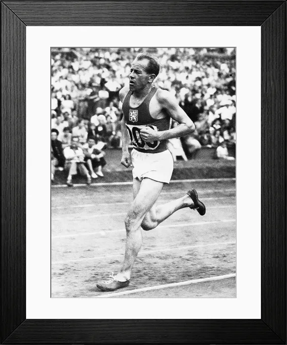 Framed Print : Emil Zayopek Running in Olympics Framed Print : Emil Zayopek Running in Olympics