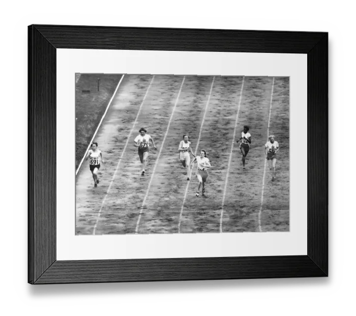 Framed Print : Women Running at End of 100 M Dash Framed Print : Women Running at End of 100 M Dash