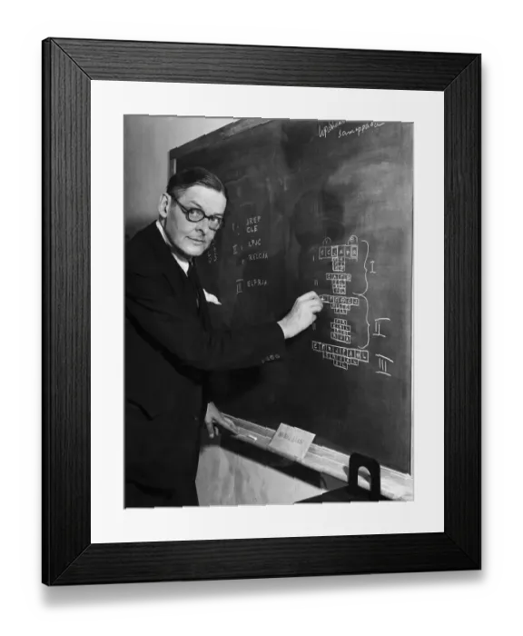 Framed Print : T. S. Eliot Explaining Play on Chalkboard Framed Print : T. S. Eliot Explaining Play on Chalkboard
