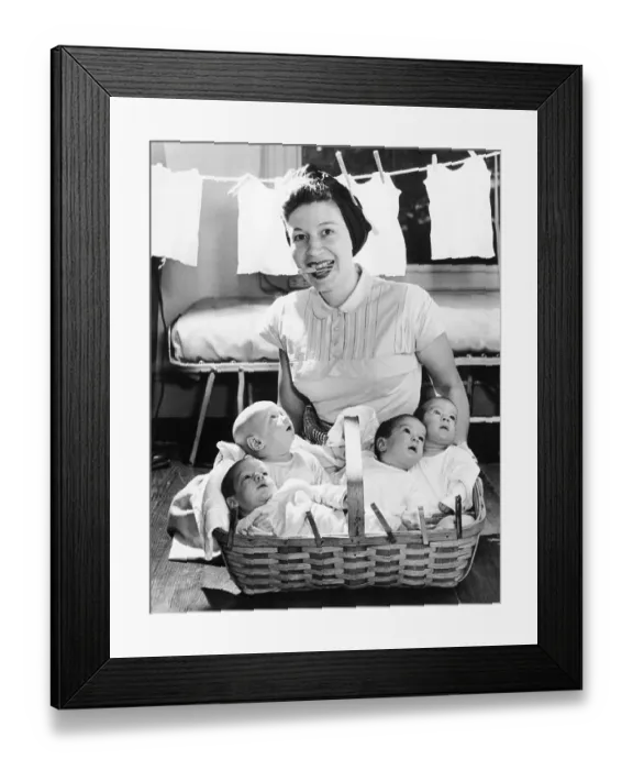 Framed Print : Woman with Quadruplets Framed Print : Woman with Quadruplets