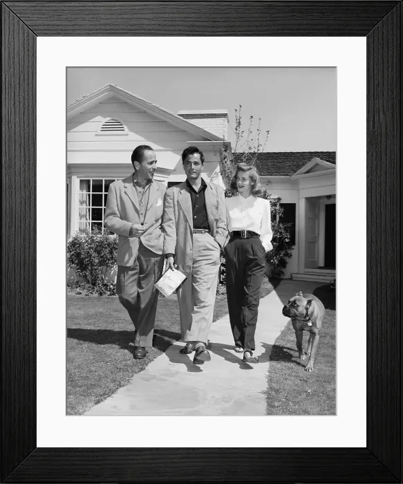 Framed Print : Humphrey Bogart, John Derek and Lauren Bacall