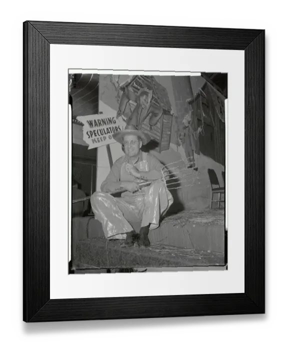 Framed Print : Clinton Anderson in Overalls and Straw Hat