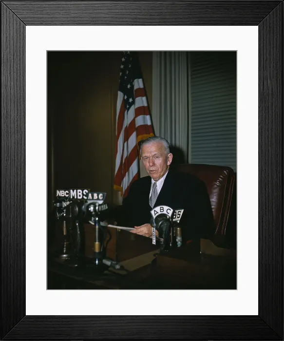 Framed Print : George Marshall Sitting at Microphones Framed Print : George Marshall Sitting at Microphones