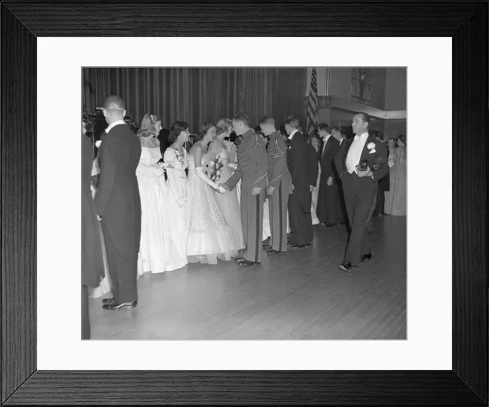 Framed Print : Debutantes Greeting Cadets at Cotillion Framed Print : Debutantes Greeting Cadets at Cotillion