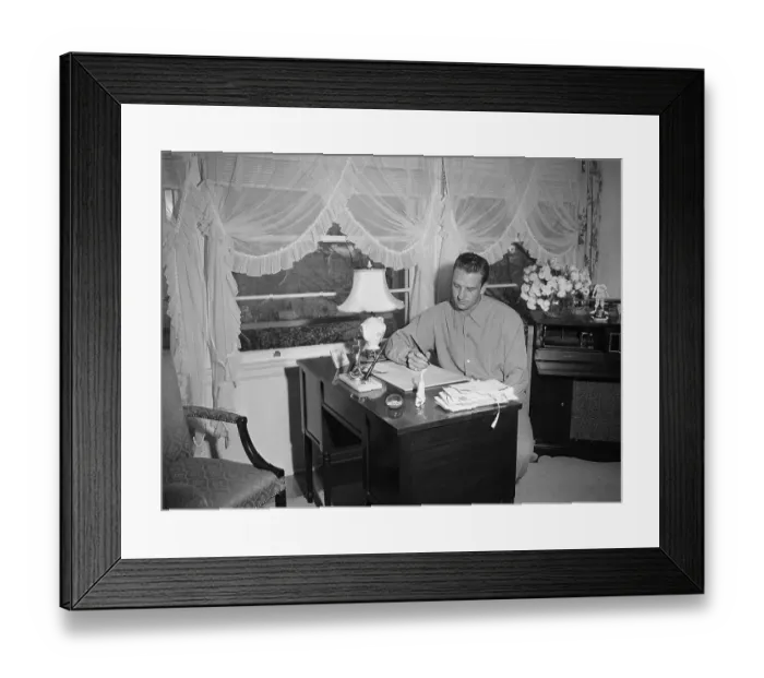 Framed Print : Ralph Kiner Seated At Desk Writing 1947 Framed Print : Ralph Kiner Seated At Desk Writing 1947
