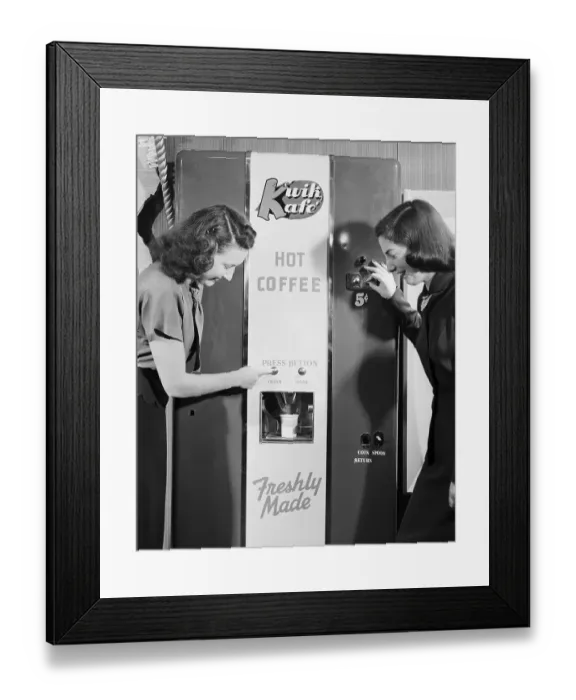 Framed Print : Women At Coffee Machine Framed Print : Women At Coffee Machine